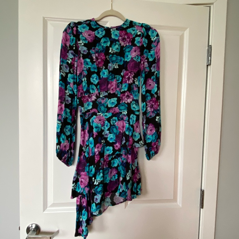 AFRM asymmetrical floral dress open back XS never worn